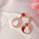 Morandi Pink Cat Asymmetrical Earrings singapore