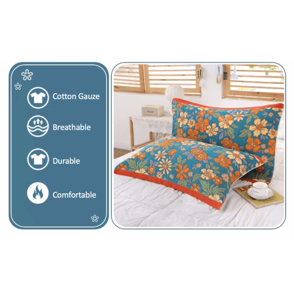 A Pair of High-Quality Combed Cotton Colorful Pillow Covers