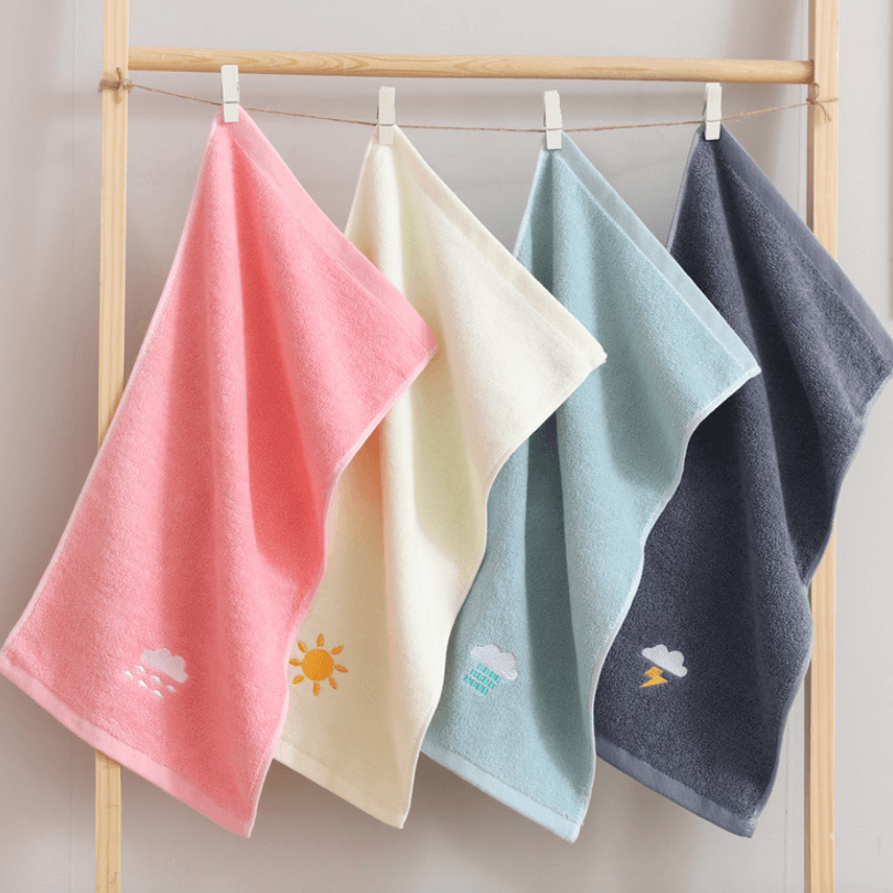 4-Pack Pure Cotton Embroidery Hand Towels for Kids