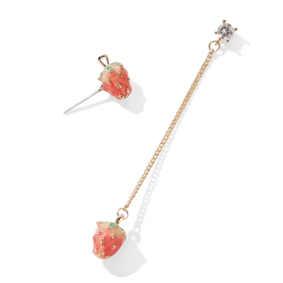 Original Korean-Style Asymmetrical Strawberry Earrings