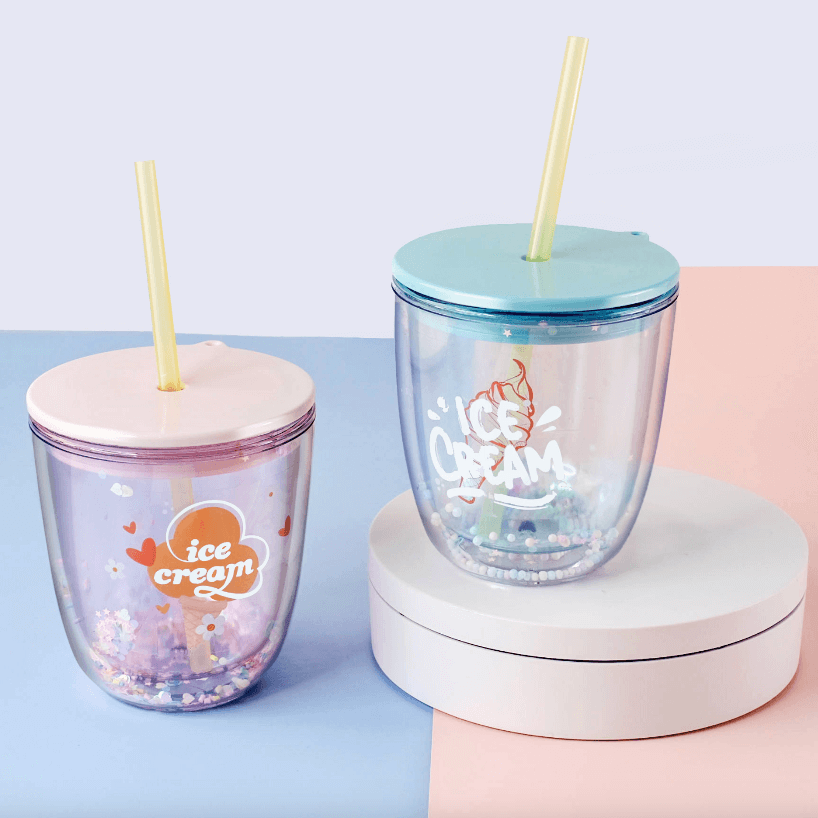 435ML BPA-Free Double-Layer Insulated Bubble Straw Cup