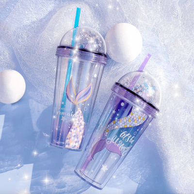 420ML BPA-Free Mermaid Double-Walled Temperature Insulated Straw Cup