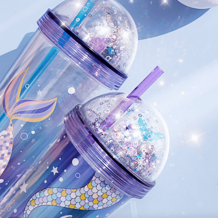 420ML BPA-Free Mermaid Double-Walled Temperature Insulated Straw Cup