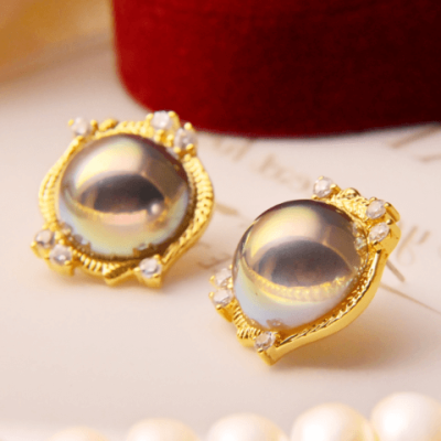 French Vintage Style Antique Pearl Stud Earrings