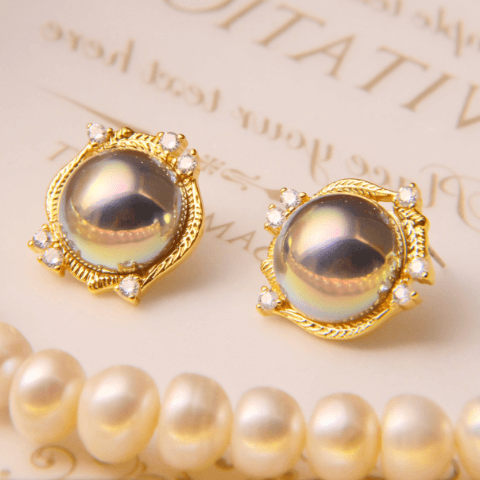 French Vintage Style Antique Pearl Stud Earrings