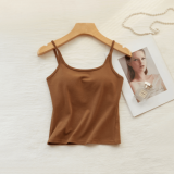 shop online in singapore for Cotton Backless Thin-Strap Top with Built-in Push-up Bra