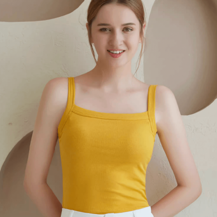 shop online in singapore for Cotton Backless Wide-Strap Tank Top with Built-in Bra