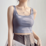 shop online in singapore for Breathable Padded Crop Backless Cotton Tank Top