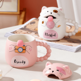 shop online in singapore for 400ml Funny Cat Ceramic Mug Blind Box with Spoon