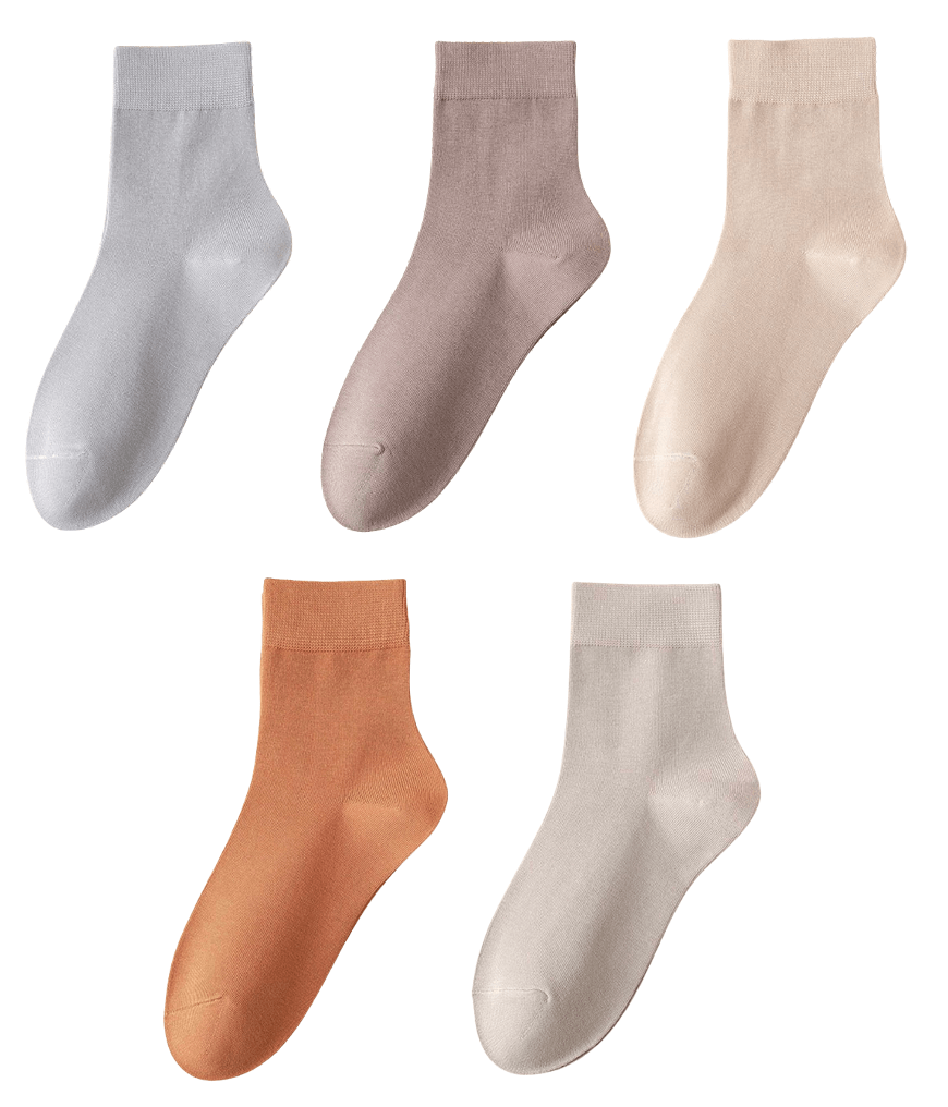 5pcs Eco Printed Cotton Mid-Calf Socks: Sweat-Absorbent & Odor-Resistant