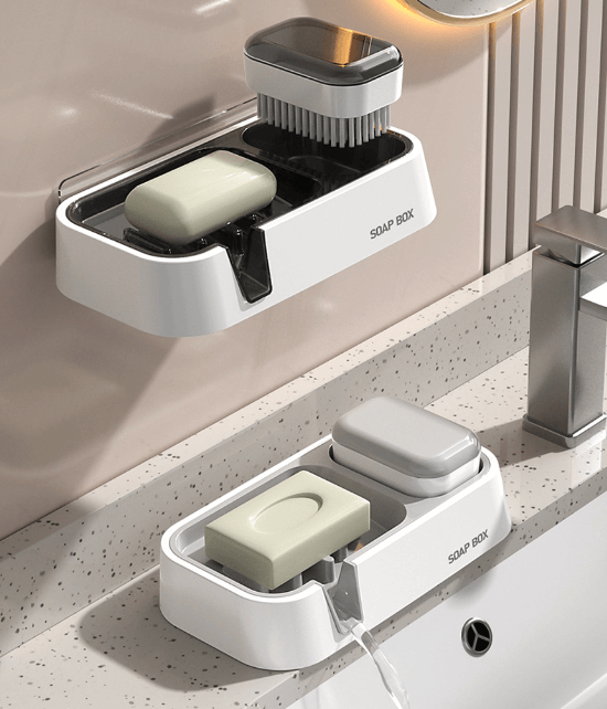 Wall-mounted Soap Holder with Brush