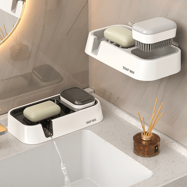 Wall-mounted Soap Holder with Brush